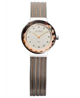 Skagen Watch, Womens Two Tone Striped Stainless Steel Mesh Bracelet
