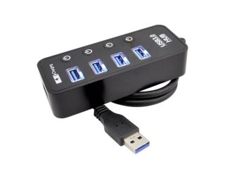 4 Port USB 3.0 HUB ON/OFF Switch High Speed 5Gbps LED Power for Laptop Desktop PC Mac