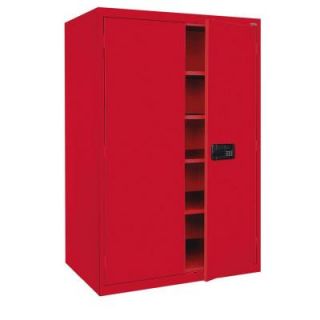Sandusky Elite Series 78 in. H x 46 in. W x 24 in. D 5 Shelf Steel Keyless Electronic Handle Storage Cabinet in Red EA4E462478 01