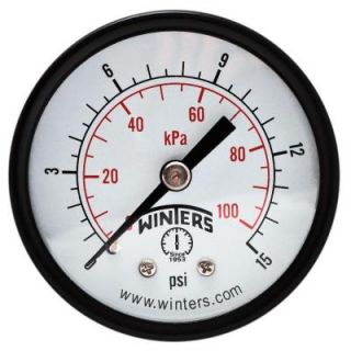 Winters Instruments PEM LF Series 2 in. Lead Free Brass Pressure Gauge with 1/4 in. NPT CBM and 0 15 psi/kPa PEM1429LF