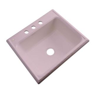 Thermocast Wentworth Drop In Acrylic 25 in. 3 Hole Single Bowl Kitchen Sink in Wild Rose 27363