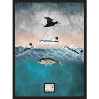 Marine Life Flying Fish Framed Wall Art with Postage Stamp