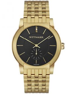 Wittnauer Mens Diamond Accent Gold Tone Stainless Steel Bracelet