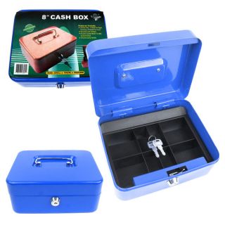 Stalwart 8 inch Blue Key Lock Cash Box   15132449  