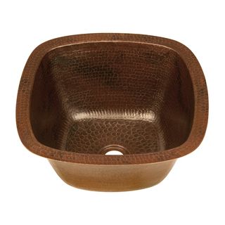 Square 14 inch Hand Hammered Copper Bathroom Sink   Shopping