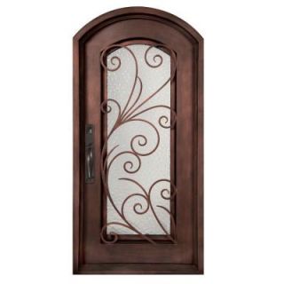 Iron Doors Unlimited 40 in. x 82 in. Flusso Classic Full Lite Painted Bronze Decorative Wrought Iron Prehung Front Door IF4082REHW
