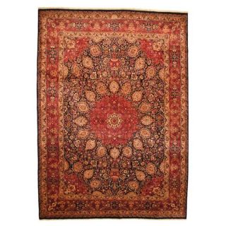 Herat Oriental Persian Hand knotted Mashad Red/ Navy Wool Rug (99 x