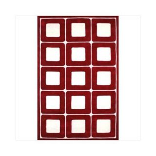 American Home Rug Co. Modern Living Deco Blocks Red/White Rug