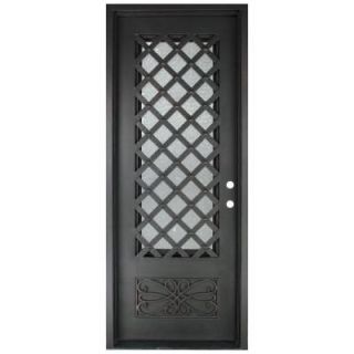 Iron Doors Unlimited 40 in. x 97.5 in. Luce Lattice Classic 3/4 Lite Painted Oil Rubbed Bronze Decorative Wrought Iron Prehung Front Door IL4097LSLW