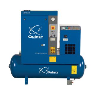 Quincy QGS Rotary Screw Compressor with Dryer — 15 HP, 208/230/460V 3-Phase, 120 Gallon, 52 CFM, Model# 4152008421  50 CFM   Above Air Compressors