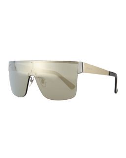 Gucci GG Logo Shield Mirror Sunglasses, Light Golden