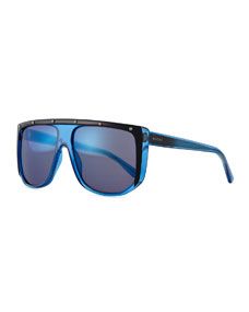 Gucci Plastic Frame Sunglasses, Blue/Black/Crystal