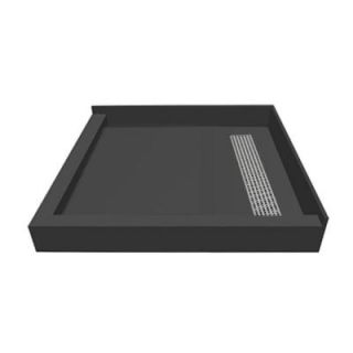 Redi Trench 42 in. x 42 in. Double Threshold Shower Base with Right Drain and Solid Brushed Nickel Trench Grate RT4242RDL PVC BN3