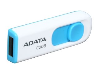 ADATA Classic Series 16GB Retractable USB 2.0 Flash Drive (White + Blue) Model AC008 16G RWE