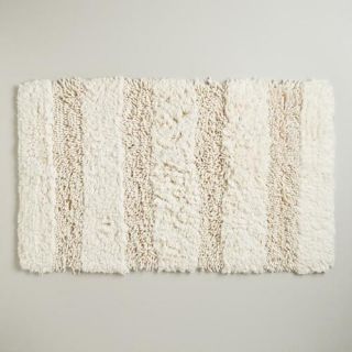 Ivory Hi Low Shag Bath Mat