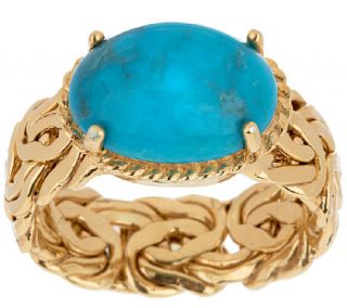 As Is 14K Gold Bold Byzantine & Turquoise Ring —