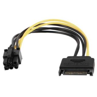 SATA 15 Pin Male to ATX 6 Pin Female Socket M/F Connector Video Card Power Cable