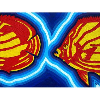 Art Excuse Split Fish by Gravity George Original Painting on Wrapped