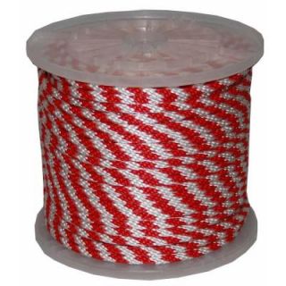 T.W. Evans Cordage 5/8 in. x 200 ft. Solid Braid Multi Filament Polypropylene Derby Rope in Red and White 98011