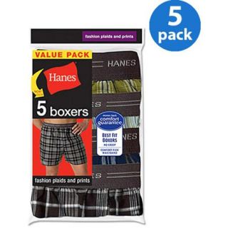 Hanes Men's 5 Pack Woven Boxer