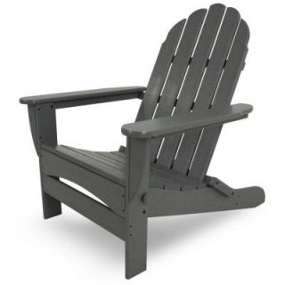 POLYWOOD Classic Slate Grey Oversized Curveback Patio Adirondack Chair AD7030GY