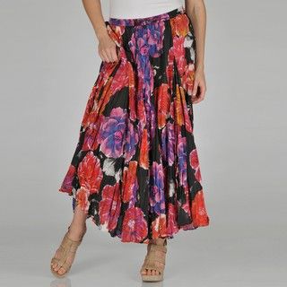 Grace Elements Womens Thai Floral Cotton Crinkle Skirt