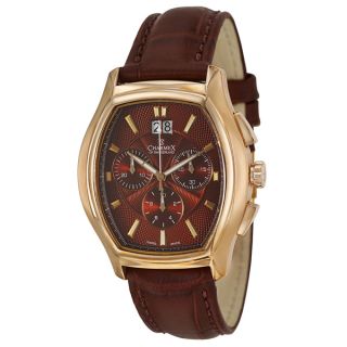 Charmex Mens St. Moritz Brown Leather Strap Stainless Steel