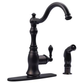 Kingston Brass Victorian Single Handle Standard Kitchen Faucet with Side Sprayer in Oil Rubbed Bronze HGS7705ACLSP