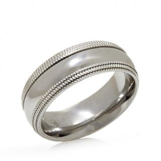 Stainless Steel 8mm Wedding Band Ring with Graduated Milgrain Detailing   7709125