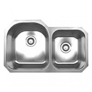Whitehaus WHNDBU3220 Noahs Collection Brushed Stainless Steel double bowl undermount sink   Brushed Stainless Steel