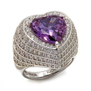 Jean Dousset 9.14ct Absolute™ Clear and Purple Heart Sterling Silver Ring   8068935