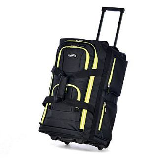 Olympia Polyester Luggage Sports Plus 8 Pocket Rolling Duffel Bag 22, Black/Yellow