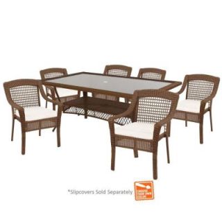 Hampton Bay Spring Haven Brown 7 Piece Patio Dining Set with Cushion Insert (Slipcovers Sold Separately) 56 2999