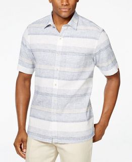 Tasso Elba Linen Short Sleeve Horizontal Shirt, Only at