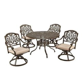 Home Styles Floral Blossom Taupe 5 Piece Patio Dining Set with Beige Cushions 5559 325