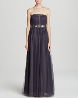 Adrianna Papell Gown   Strapless Beaded Tulle Skirt