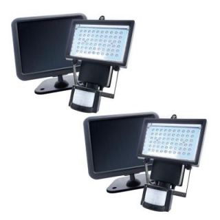 Nature Power 180° Black Outdoor Solar Powered Motion Activated 60 LED Security Light (2 Pack) 22052