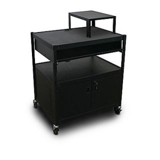 Marvel 32 Media Projector Cart With 1 Pull Out Front Shelf & Expansion Shelf, Steel, Black