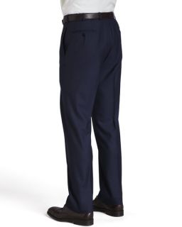 Isaia Basic Wool Trousers, Navy