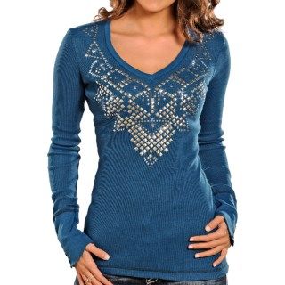 Rock & Roll Cowgirl Studded Knit Shirt (For Women) 9386R 45