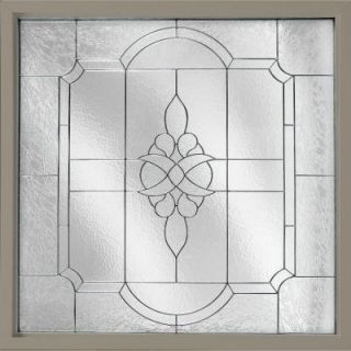 Hy Lite 47.5 in. x 47.5 in. Decorative Glass Fixed Vinyl Windows Victorian Glass, Nickel Caming   Driftwood DF4848VCPEDWV1500STNIK