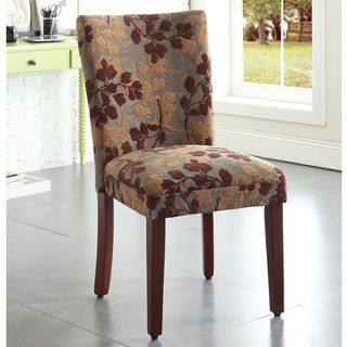 Classic Brown Tan Sage Leaf Fabric Dining Chair   Shopping