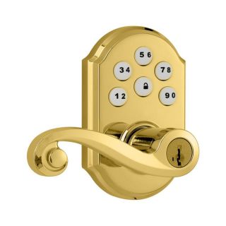 Kwikset SmartCode Lifetime Polished Brass Electronic Entry Door Lever (Works with Iris)