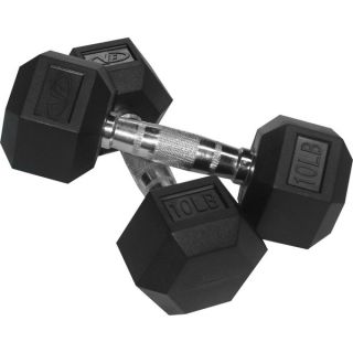 Valor Fitness 10 lb Black Rubber Hex Dumbbells (Set of 2)   13910155