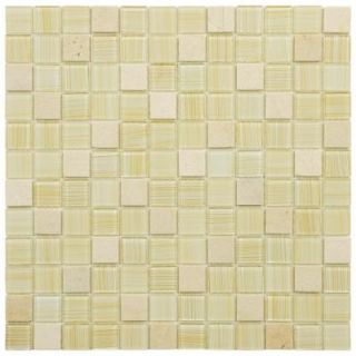 Merola Tile Spectrum Square Macadamia 11 3/4 in. x 11 3/4 in. x 4 mm Glass and Stone Mosaic Tile GSHSSQMC