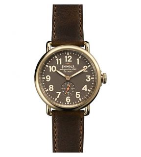 SHINOLA   S0100110 Unisex Runwell gold tone leather strap watch