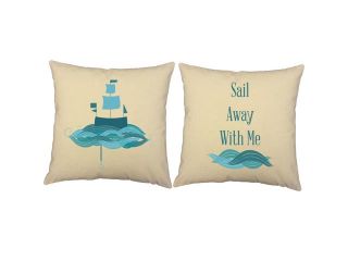 Sail Away With Me Pillows 16x16 White Outdoor Cushions