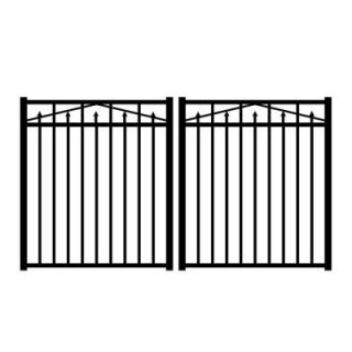 Jerith Adams 8 ft. W x 4.5 ft. H Black Aluminum Double Drive Gate with Magna Latch RS54B20048DD