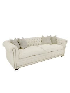 Linen Chesterfield Sofa with Pillows by Old Hickory Tannery