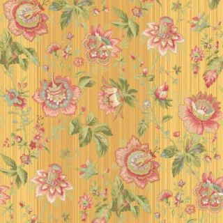 The Wallpaper Company 56 sq. ft. Lacquer Maize Fanciful Floral Trail Wallpaper WC1280259